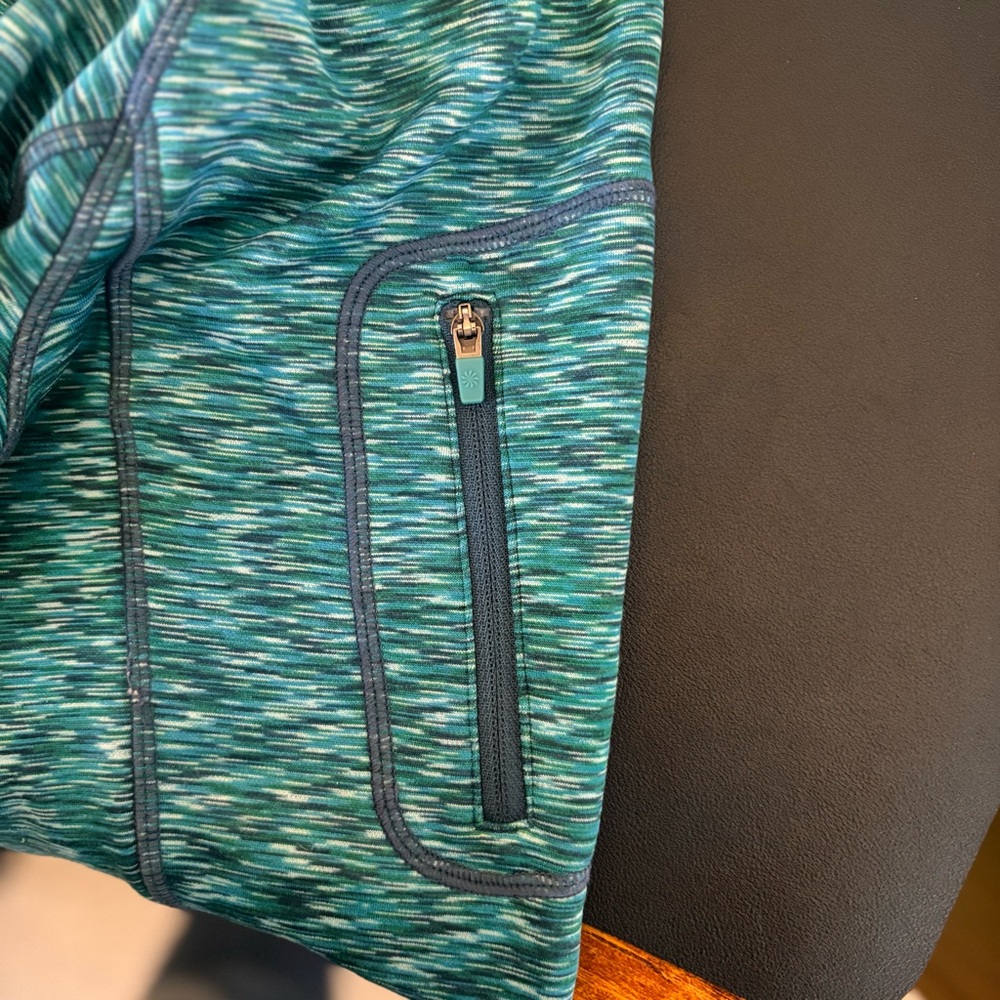 Athleta Blue Space Dye Zip Hoodie Size Large Athletic Workout Jacket - Picture 12 of 13